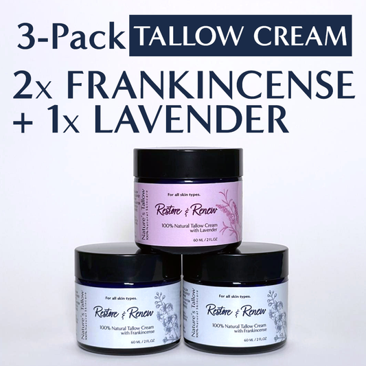 3-Pack = 2 Frankincense + 1 Lavender Restore & Renew Tallow Cream | FREE SHIPPING🚚