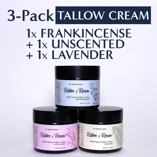 3-Pack = 1 Unscented + 1 Lavender + 1 Frankincense Restore & Renew Tallow Cream | FREE SHIPPING🚚