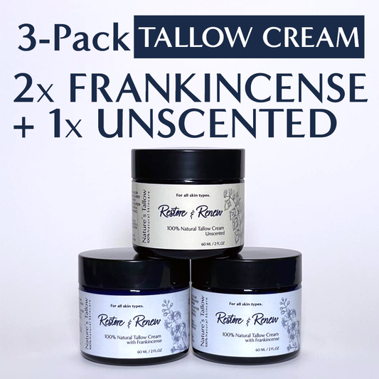 3-Pack = 2 Frankincense + 1 Unscented Restore & Renew Tallow Cream | FREE SHIPPING🚚