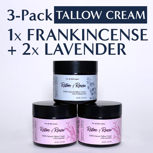 3-Pack = 2 Lavender + 1 Frankincense Restore & Renew Tallow Cream | FREE SHIPPING🚚