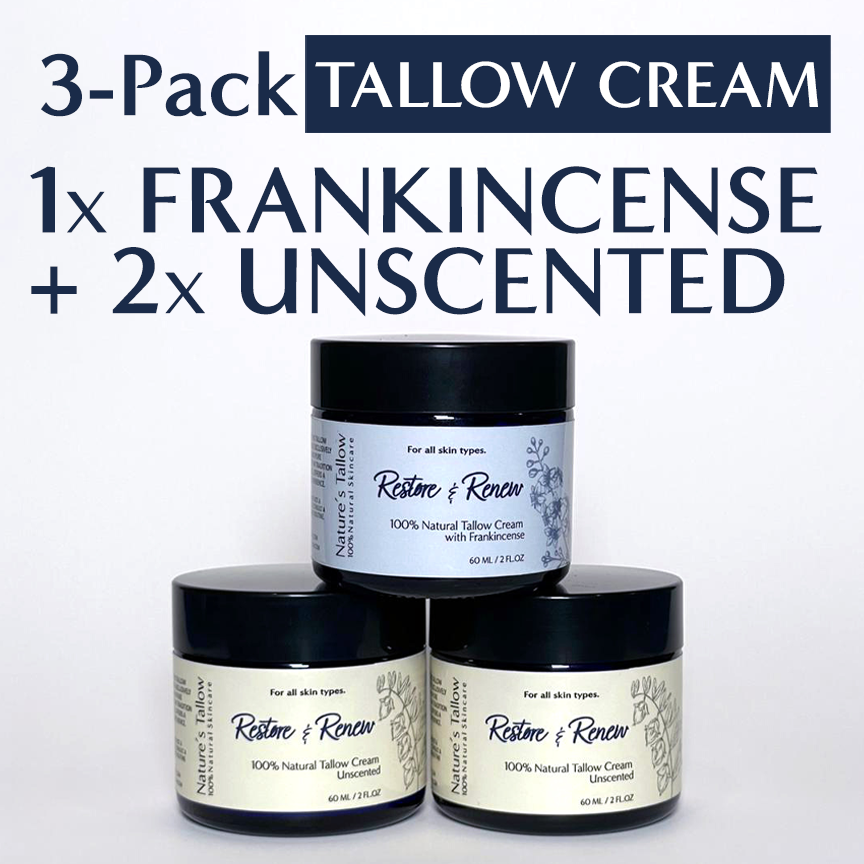 3-Pack = 2 Unscented + 1 Frankincense Restore & Renew Tallow Cream | FREE SHIPPING🚚