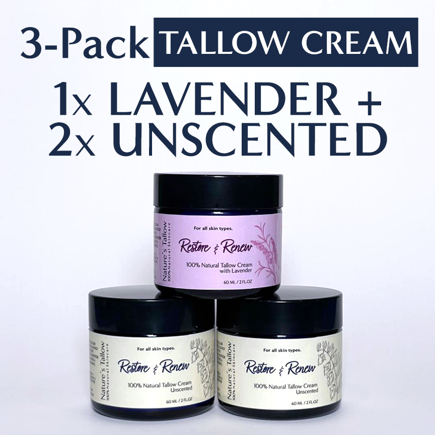 3-Pack = 2 Unscented + 1 Lavender Restore & Renew Tallow Cream | FREE SHIPPING🚚