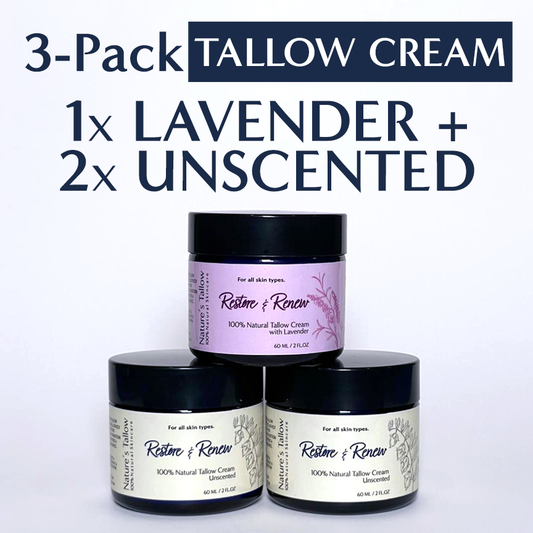 3-Pack = 2 Unscented + 1 Lavender Restore & Renew Tallow Cream | FREE SHIPPING🚚